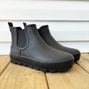 Sperry Torrent Chelsea Ankle Rain Boots Black Waterproof Rubber Womens 8.5